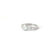 14k White Gold 1.05ct F SI2 Princess Cut Diamond/.60ct F VS2 Round and Baguette Diamond Promise Ring